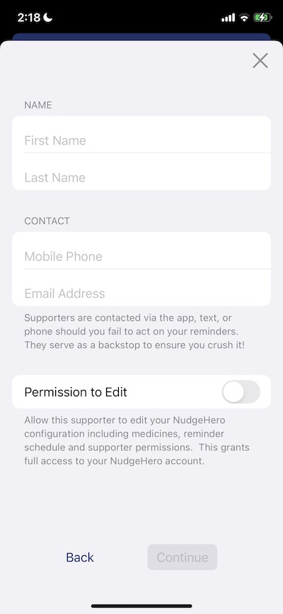 Screenshot of NudgeHero App
